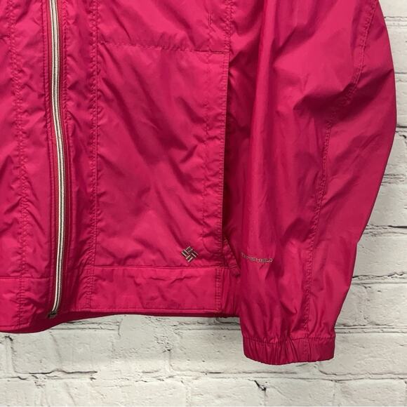Columbia Windbreaker Women's Size M Pink Full Zip Hooded Vented Zipped Pockets - Picture 6 of 10